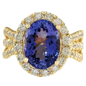 Tanzanite Diamond Ring 14K Yellow Gold