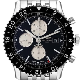 Breitling Chronoliner Black Dial Steel Watch
