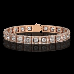 15.87 ctw Princess Cut Diamond Micro Pave Bracelet 18K Rose Gold
