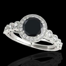 1.93 ctw Certified VS Black Diamond Solitaire Halo Ring 10k White Gold