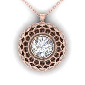 1.25 ctw Certified VS/SI Diamond Art Deco Necklace 14k Rose Gold