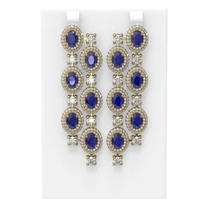 21.48 ctw Sapphire & Diamond Earrings 18K Yellow Gold