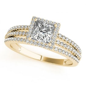1.2 ctw Certified VS/SI Princess Diamond Halo Ring 18k Yellow Gold