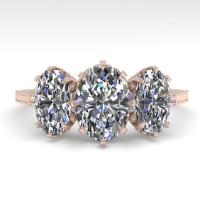2 ctw Past Present Future VS/SI Oval Cut Diamond Ring 18k Rose Gold