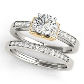1.26 ctw Certified VS/SI Diamond Solitaire 2pc Set 14k 2Tone Gold
