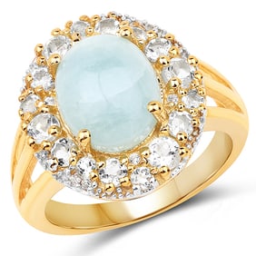 6.72 CT Genuine Aquamarine and White