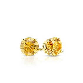 Natural 0.33 CTW Yellow Diamond Stud Earrings 18K Yellow Gold