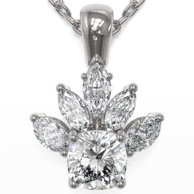 1.5 ctw Cushion Cut Diamond Designer Necklace 18K White Gold