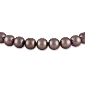 Dark Silver and Subtle Cherry True Round Tahitian Pearl Necklace, 18"es, 10.0-11.9mm, AAA Quality