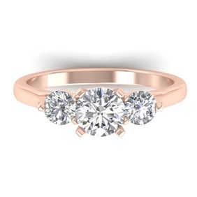 1.37 ctw Certified VS/SI Diamond Art Deco 3 Stone Ring 14k Rose Gold