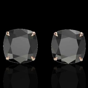 12 ctw Cushion Black Diamond Designer Earrings 14k Rose Gold