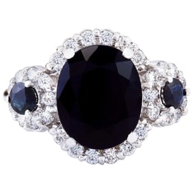 Natural Sapphire Diamond Ring In 14