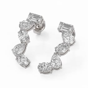 2.7 ctw Mix Cut Diamonds Designer Earrings 18K White Gold