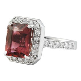 Tourmaline Diamond Ring 14K White Gold