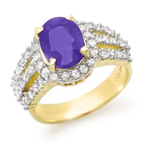 4.70 ctw Tanzanite & Diamond Ring 14k Yellow Gold