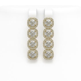 6.01 ctw Cushion Cut Diamond Micro Pave Earrings 18K Yellow Gold