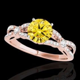 1.35 ctw Certified SI/I Fancy Intense Yellow Diamond Ring 10k Rose Gold