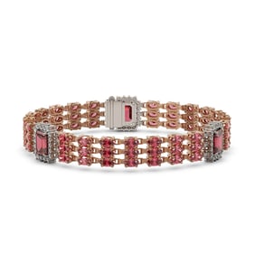 26.64 ctw Tourmaline & Diamond Bracelet 14K Rose Gold