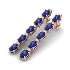 15.47 ctw Tanzanite & VS/SI Certified Diamond Earrings 10k Rose Gold