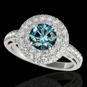 2.25 ctw SI Certified Fancy Blue Diamond Halo Ring 10k White Gold
