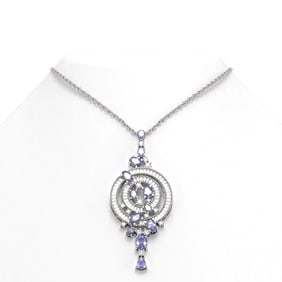 10.89 ctw Tanzanite & Diamond Necklace 18K White Gold