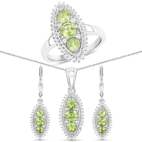 3.76 CT Genuine Peridot and White