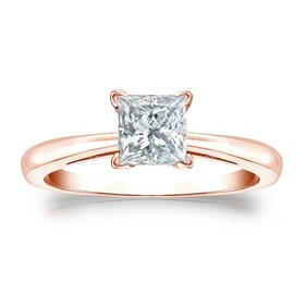 Natural 0.75 CTW Diamond Solitaire Ring 14K Rose Gold