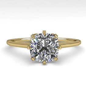 1.0 ctw Certified VS/SI Cushion Diamond Engagment Ring 18k Yellow Gold