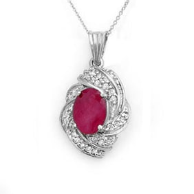 3.87 ctw Ruby & Diamond Pendant 18k White Gold