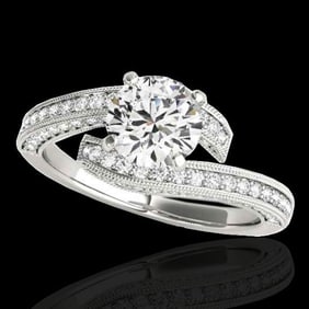 2 ctw Certified Diamond Bypass Solitaire Ring 10k White Gold