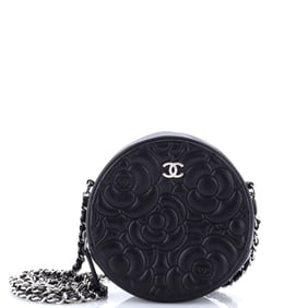 Chanel Round Clutch with Chain Camellia