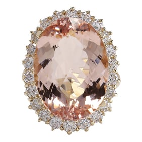17.14 CTW Morganite 18K Yellow Gold Diamond Ring