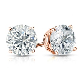 Natural 1.50 CTW Diamond Stud Earrings 18K Rose Gold