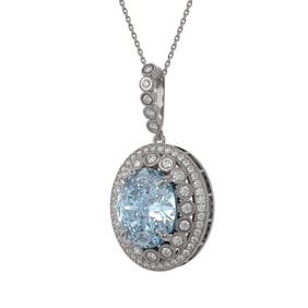 16.72 ctw Sky Topaz & Diamond Victorian Necklace 14K White Gold