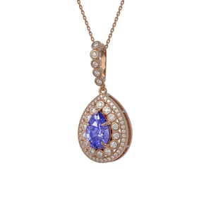 4.47 ctw Tanzanite & Diamond Victorian Necklace 14K Rose Gold