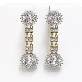 7.47 ctw Rare Oval Diamond Earrings 18K Yellow Gold