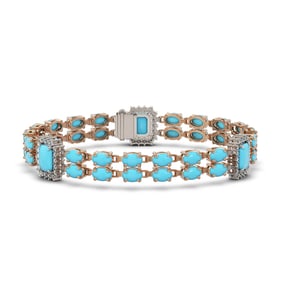 14.28 ctw Turquoise & Diamond Bracelet 14K Rose Gold