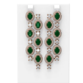 21.48 ctw Emerald & Diamond Earrings 18K Rose Gold