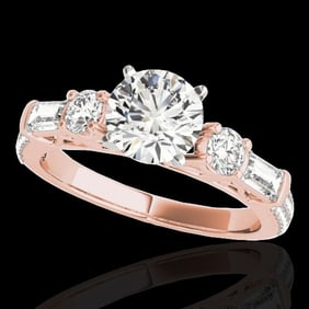 2.5 ctw Certified Diamond Pave Solitaire Ring 10k Rose Gold