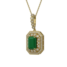 7.18 ctw Certified Emerald & Diamond Victorian Necklace 14K Yellow Gold
