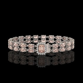 16.35 ctw Morganite & Diamond Bracelet 14K White Gold