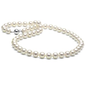 White Akoya Pearl Necklace, 7.5-8.0mm