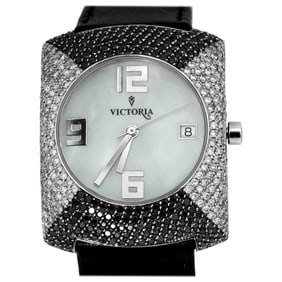 Victoria Strap Watch, Black and White