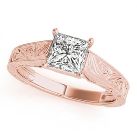 1 ctw Certified VS/SI Princess Diamond Ring 18k Rose Gold
