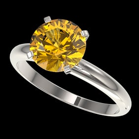 2.50 ctw Certified Intense Yellow Diamond Solitaire Ring 10k White Gold