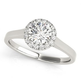 Natural 1.11 ctw Diamond Halo Ring 14k White Gold