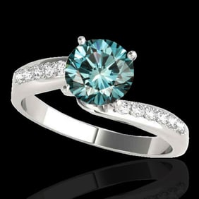 1.4 ctw SI Certified Fancy Blue Diamond Bypass Ring 10k White Gold
