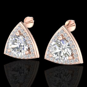 3 ctw Micro Pave VS/SI Diamond Certified Stud Earrings 14k Rose Gold