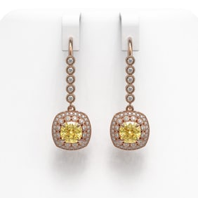 4.1 ctw Canary Citrine & Diamond Victorian Earrings 14K Rose Gold