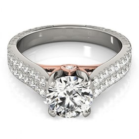 1.36 ctw Certified VS/SI Diamond Pave Ring 18k 2Tone Gold